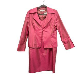 Dress Suit Vintage Womens 90s MILLER SHOR 100% Silk 2-piece Two-Tone Pink Tan 12